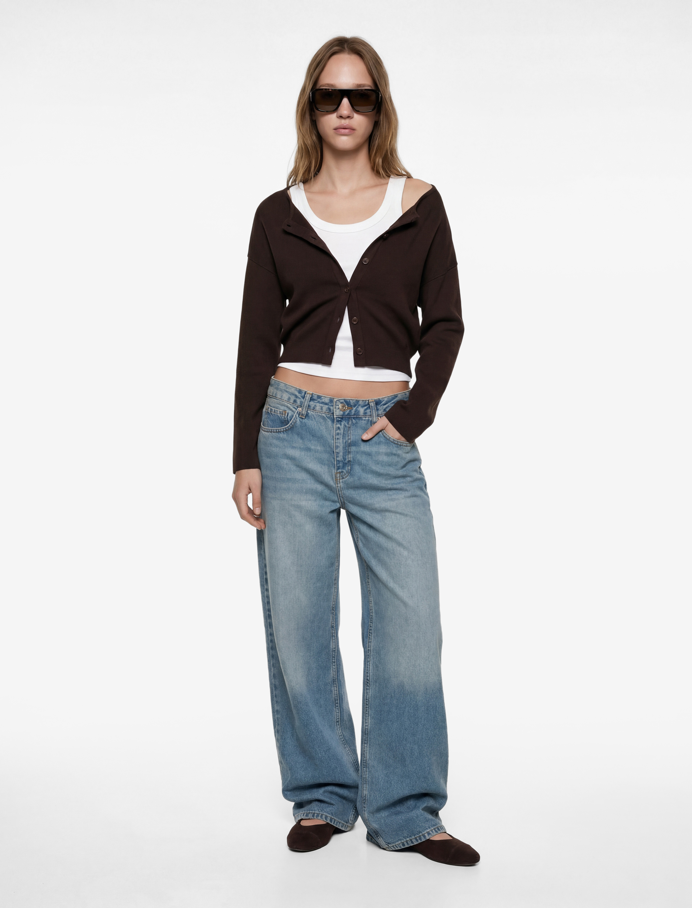   Uzun Kollu Bisiklet Yaka Düğmeli Triko Hırka