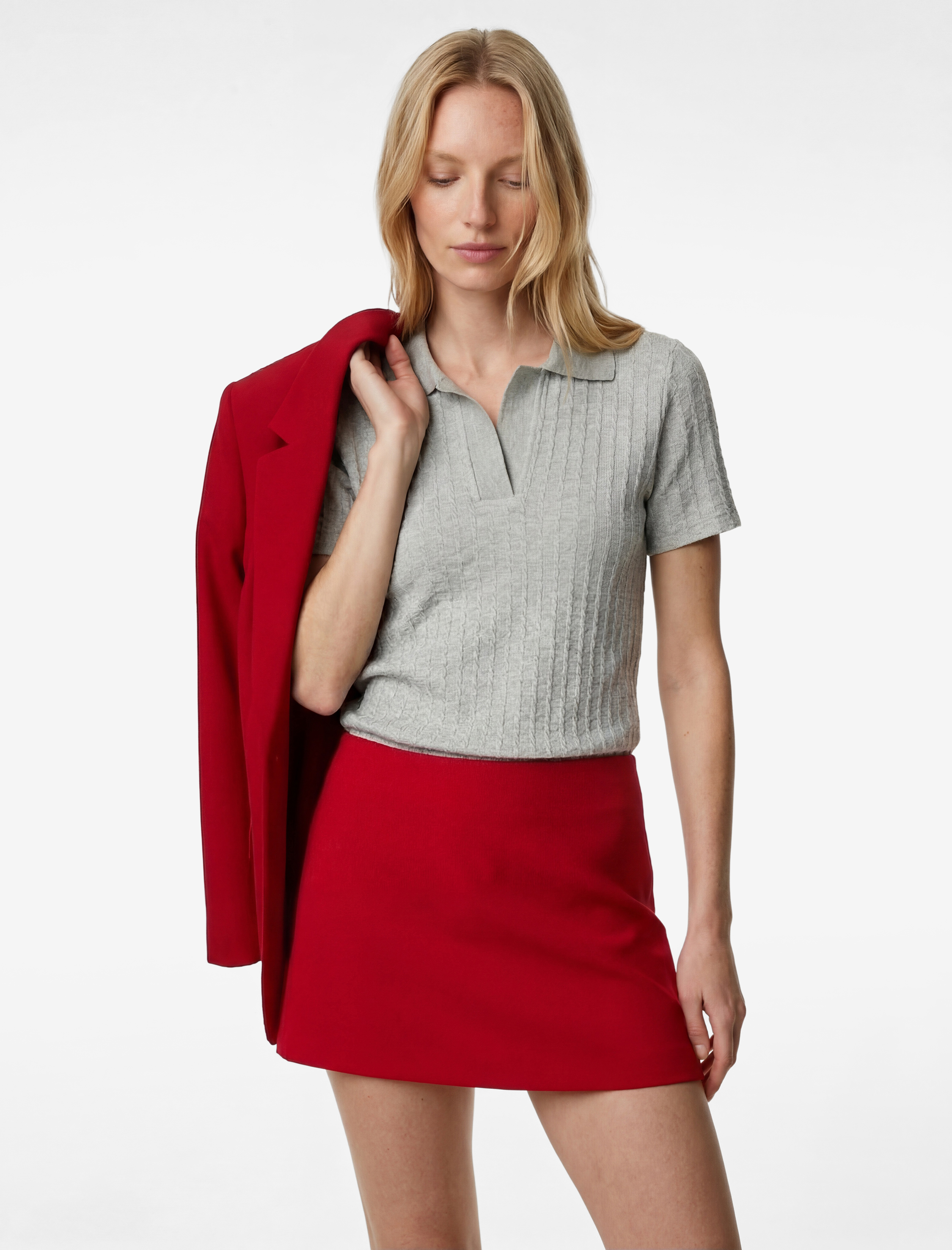   Slim Fit Kısa Kollu Dokulu Polo Yaka Tişört