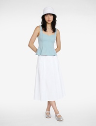 U Yaka Slim Fit Peplum Kolsuz Bluz