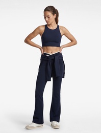 Slim Fit Asimetrik Yüksek Bel Biyeli İspanyol Paça Spor Tayt