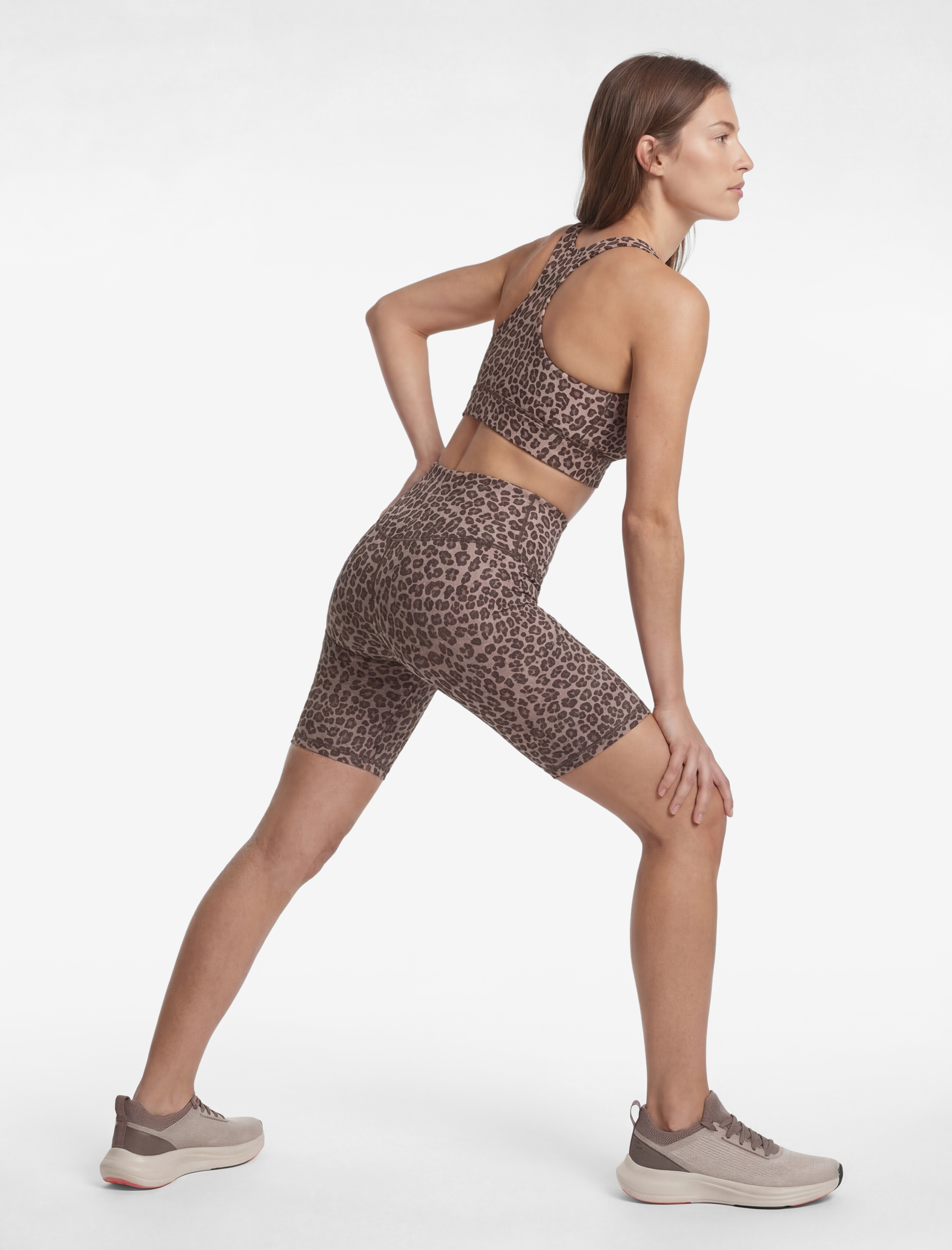   Slim Fit Yüksek Bel Biker Spor Leopar Tayt