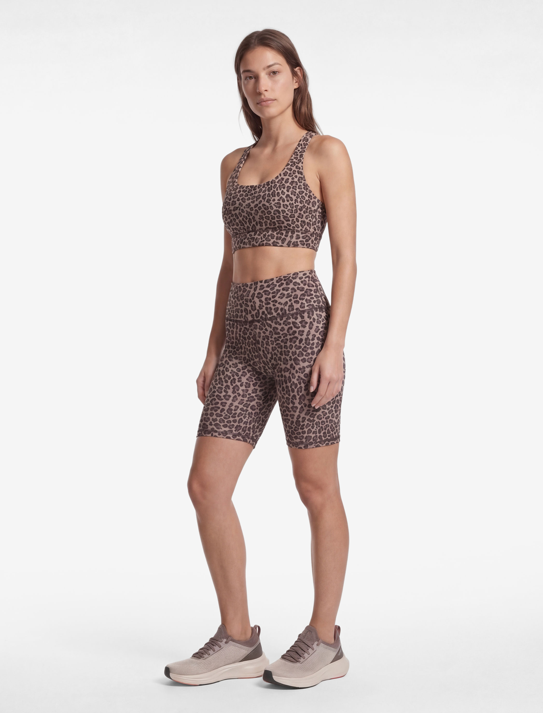   Slim Fit Yüksek Bel Biker Spor Leopar Tayt