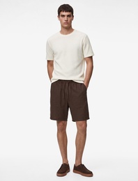 Regular Fit Kısa Kollu Pamuklu Waffle Dokulu Bisiklet Yaka Tişört