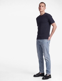 Regular Fit Kısa Kollu Pamuklu Waffle Dokulu Bisiklet Yaka Tişört