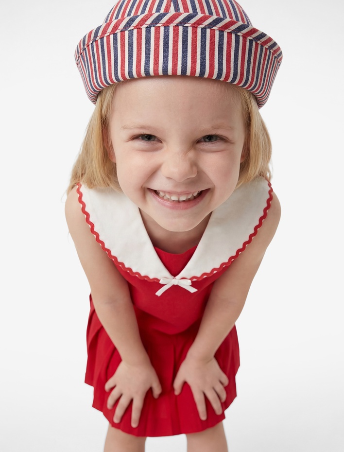 Kız Bebek Pamuklu Kolsuz Bebe Yaka A Kesim Pileli Elbise