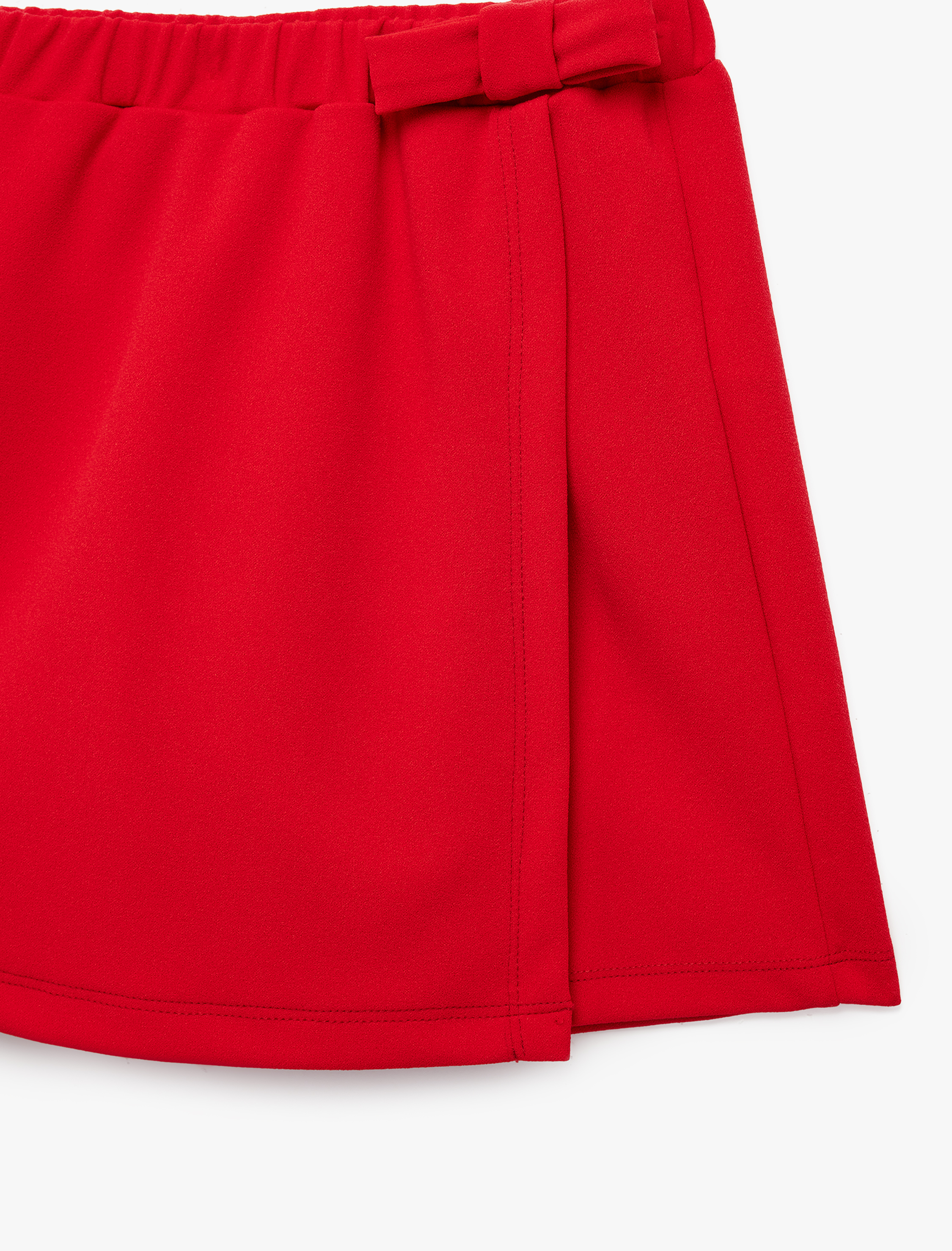  Kız Çocuk Beli Lastikli Fiyonklu Şort Etek