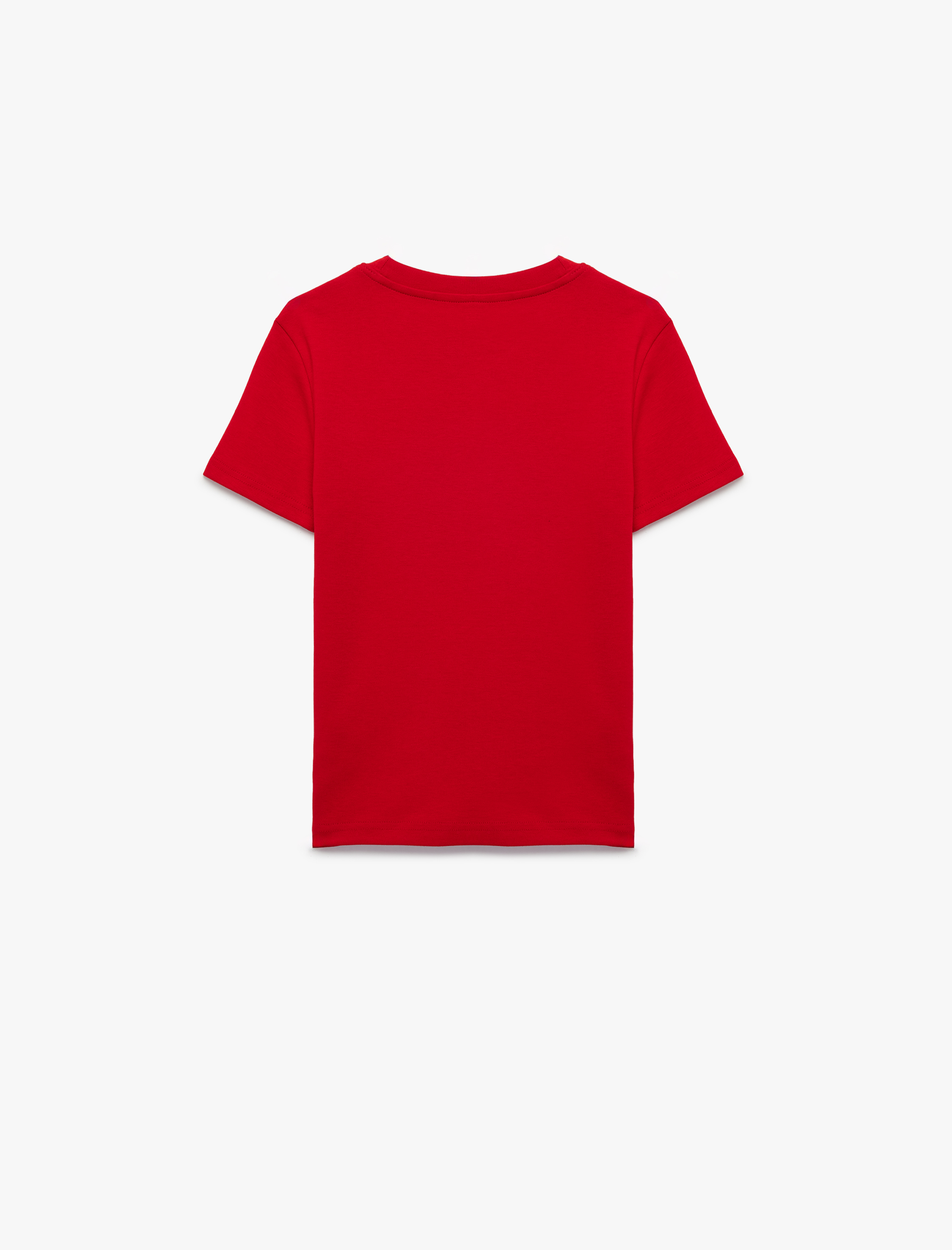  Kız Çocuk Pamuklu Bisiklet Yaka Kısa Kollu Parıltılı Taş Detaylı Atatürk Baskılı Tişört