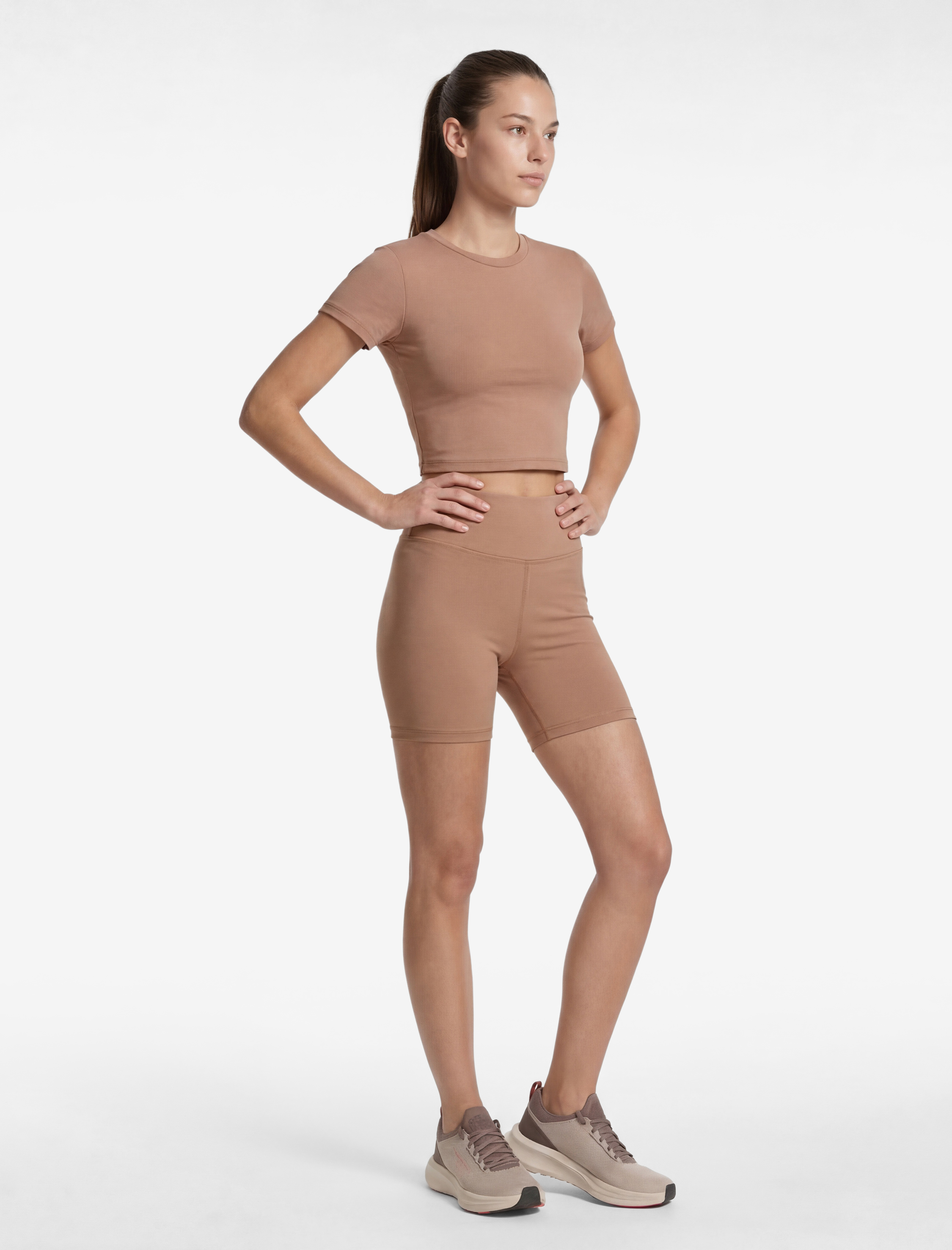   Slim Fit Kısa Kollu Bisiklet Yaka Crop Spor Tişört