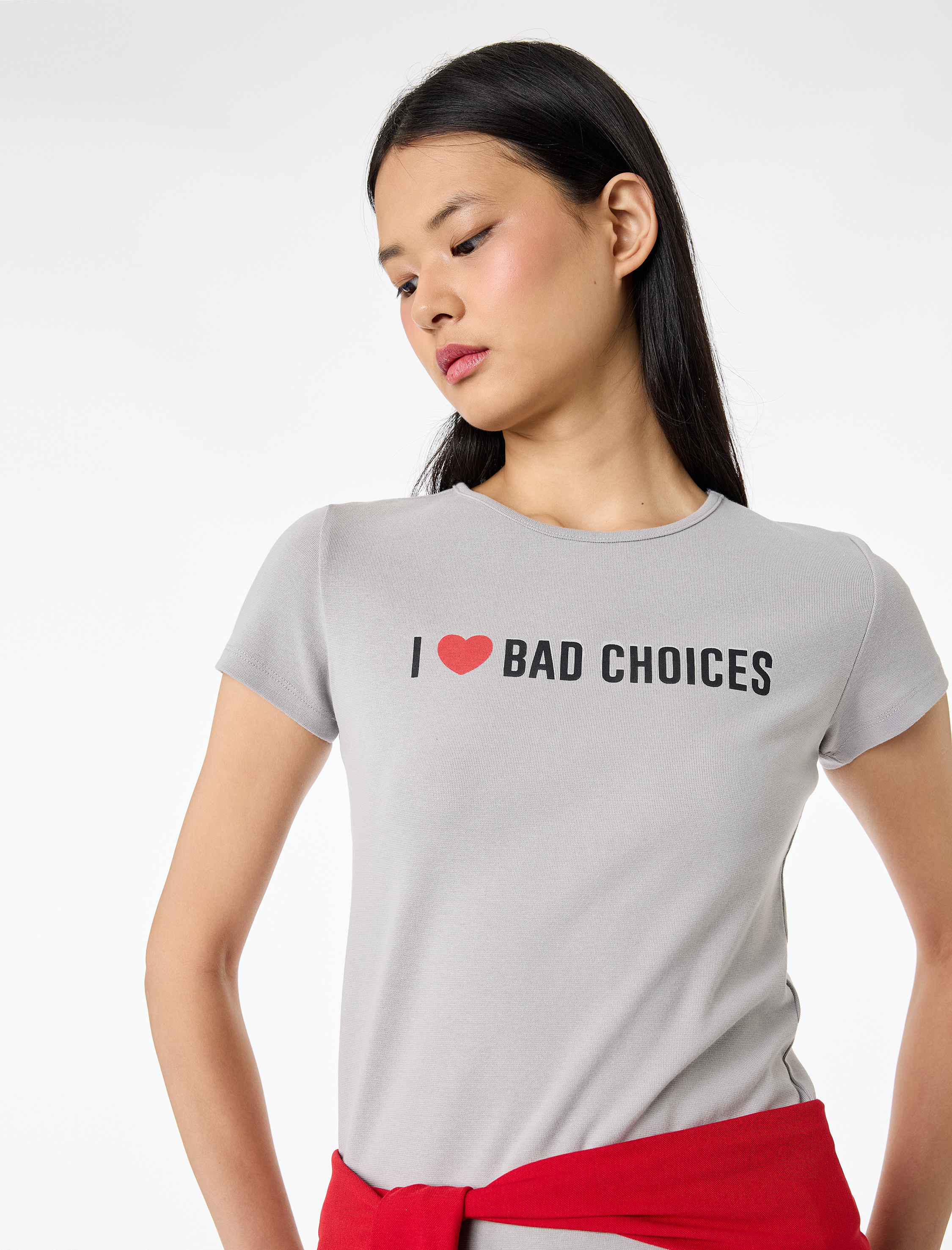   Slim Fit Kısa Kollu Bisiklet Yaka Baskılı Tişört