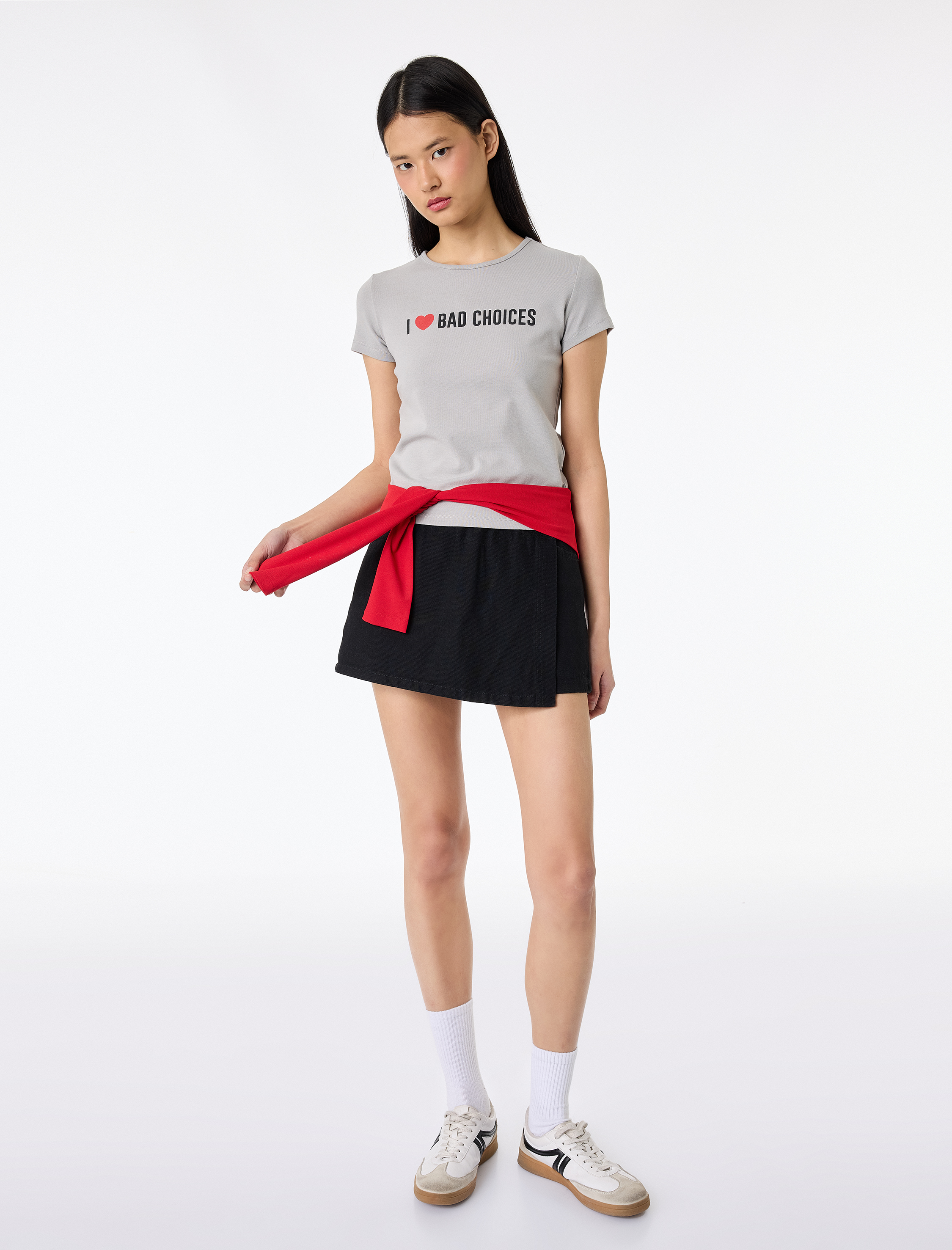   Slim Fit Kısa Kollu Bisiklet Yaka Baskılı Tişört