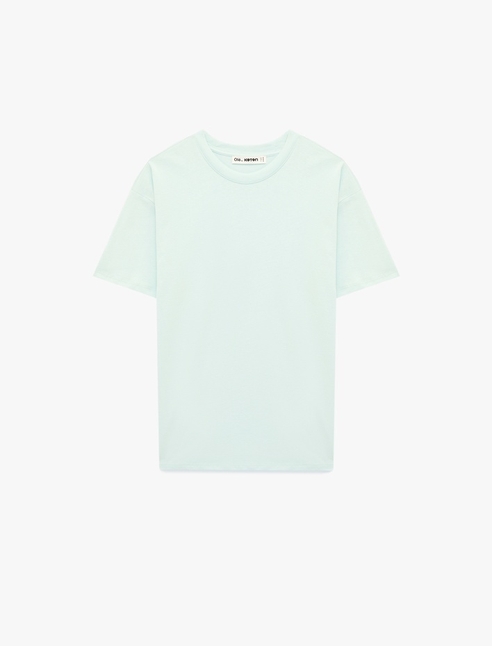  Rahat Kalıp Kısa Kollu Bisiklet Yaka Pamuklu Basic Tişört