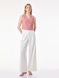 Viskon Düğmeli Asimetrik Kesim Yelek