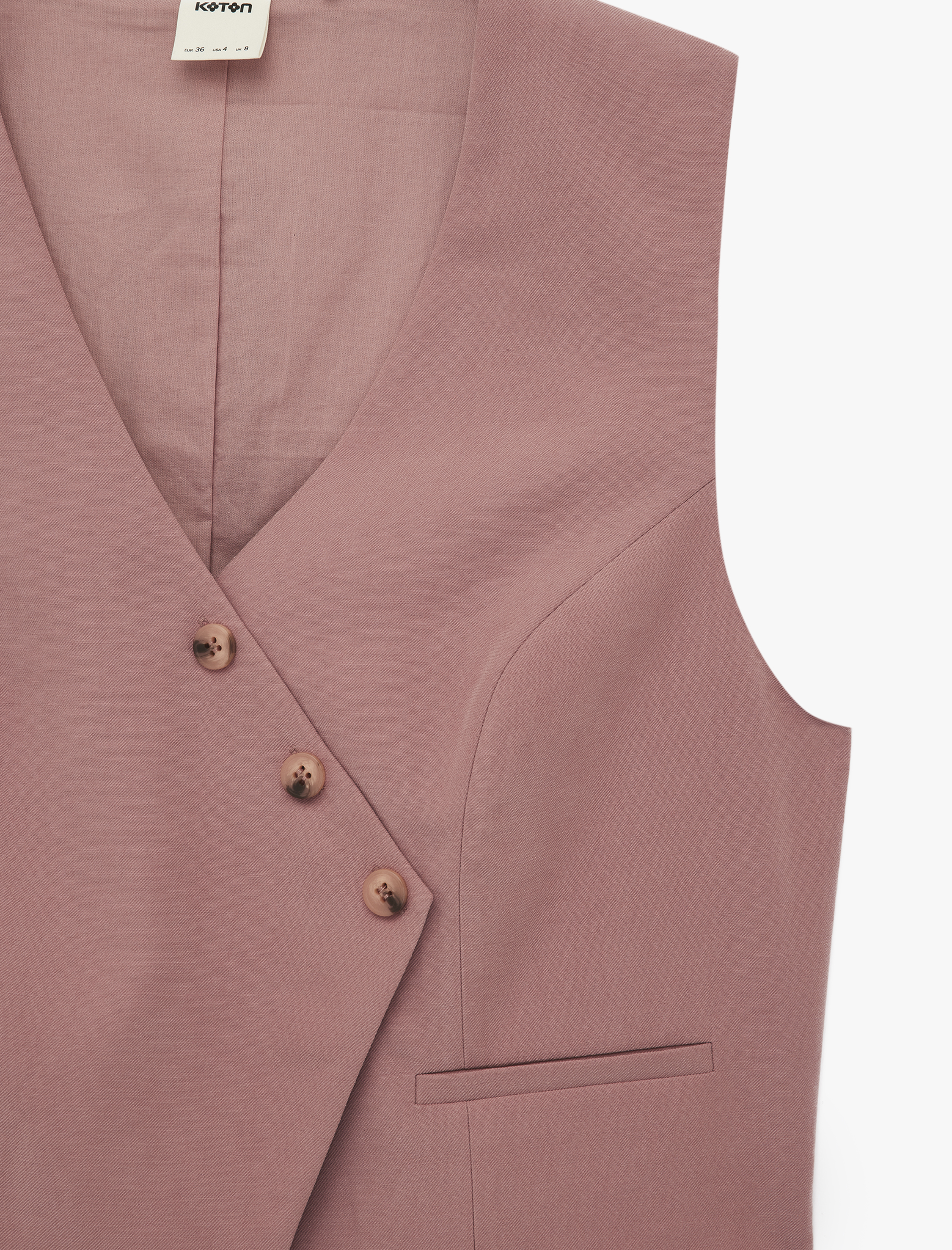   Viskon Düğmeli Asimetrik Kesim Yelek