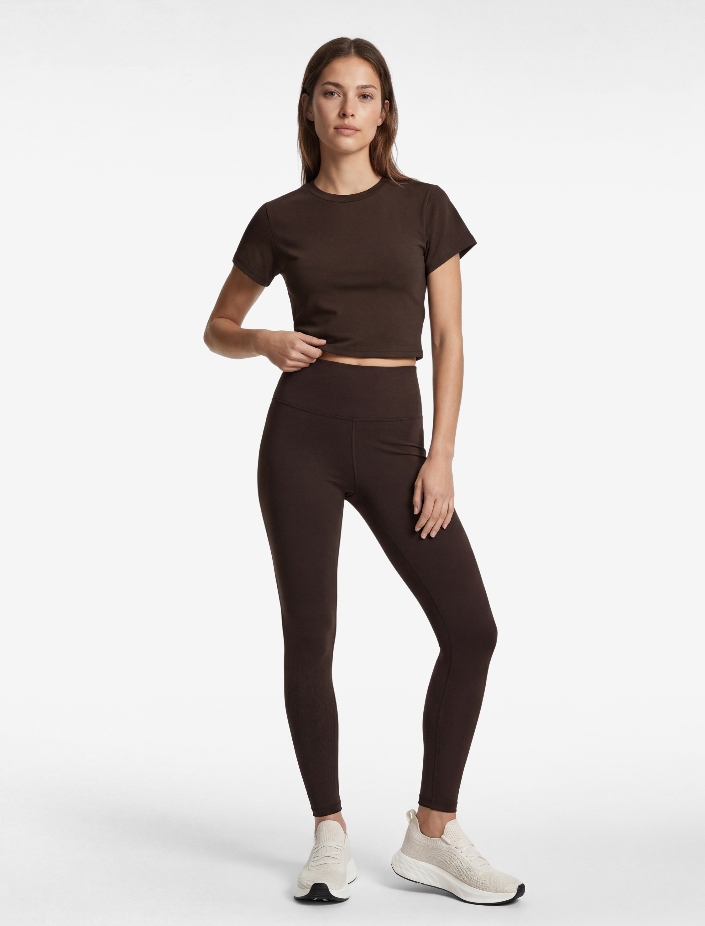   Slim Fit Kısa Kollu Bisiklet Yaka Crop Spor Tişört