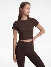 Slim Fit Kısa Kollu Bisiklet Yaka Crop Spor Tişört
