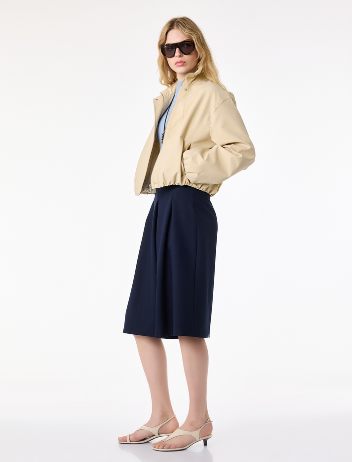  Yüksek Bel Düğmeli Metal Aksesuarlı Palazzo Şortolon