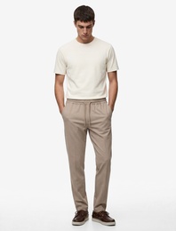 Viskon Cep Detaylı Duble Paça Beli Bağcıklı Pantolon