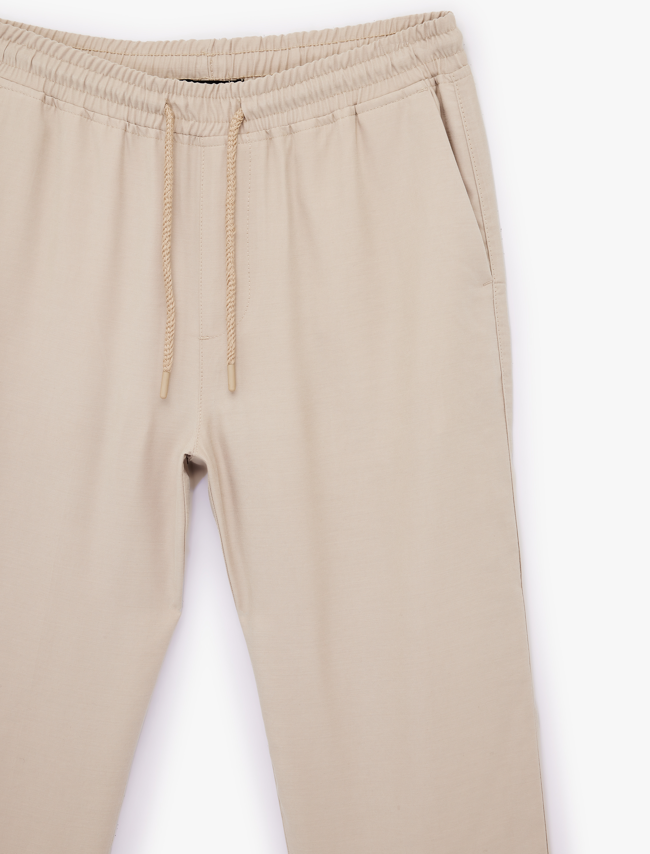   Viskon Cep Detaylı Duble Paça Beli Bağcıklı Pantolon