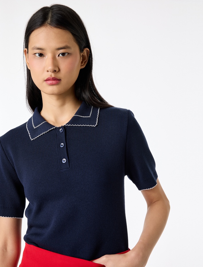  Regular Fit Kısa Kollu Bebe Yaka Triko Kazak