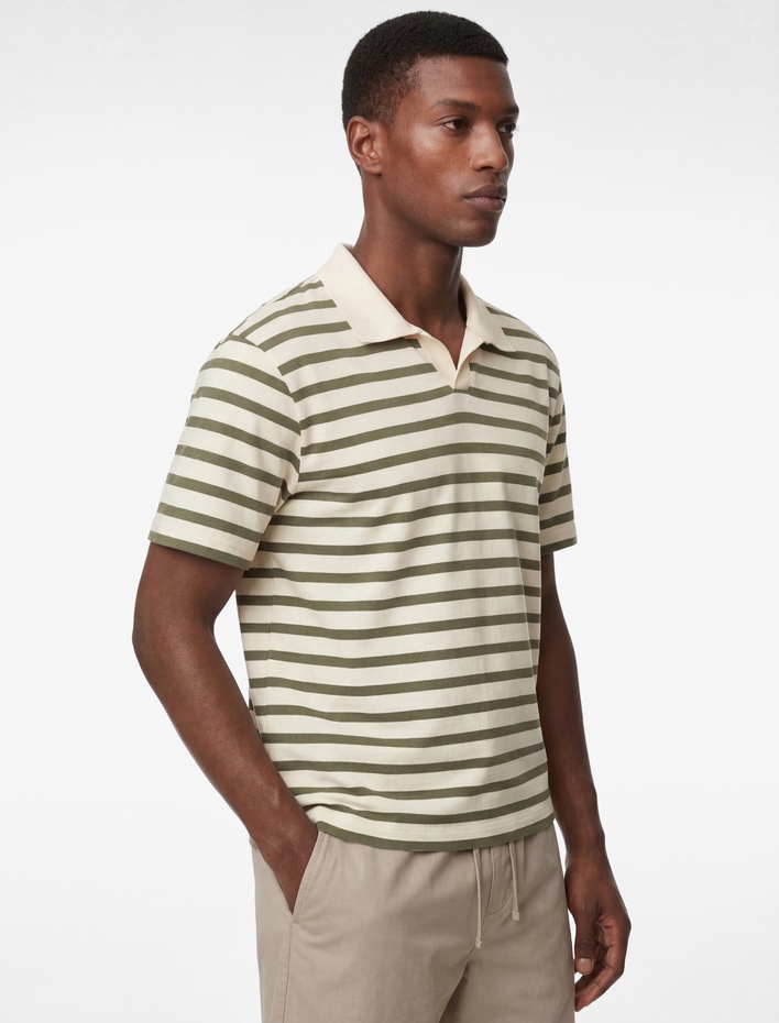  Regular Fit Kısa Kollu Polo Yaka Çizgili Tişört