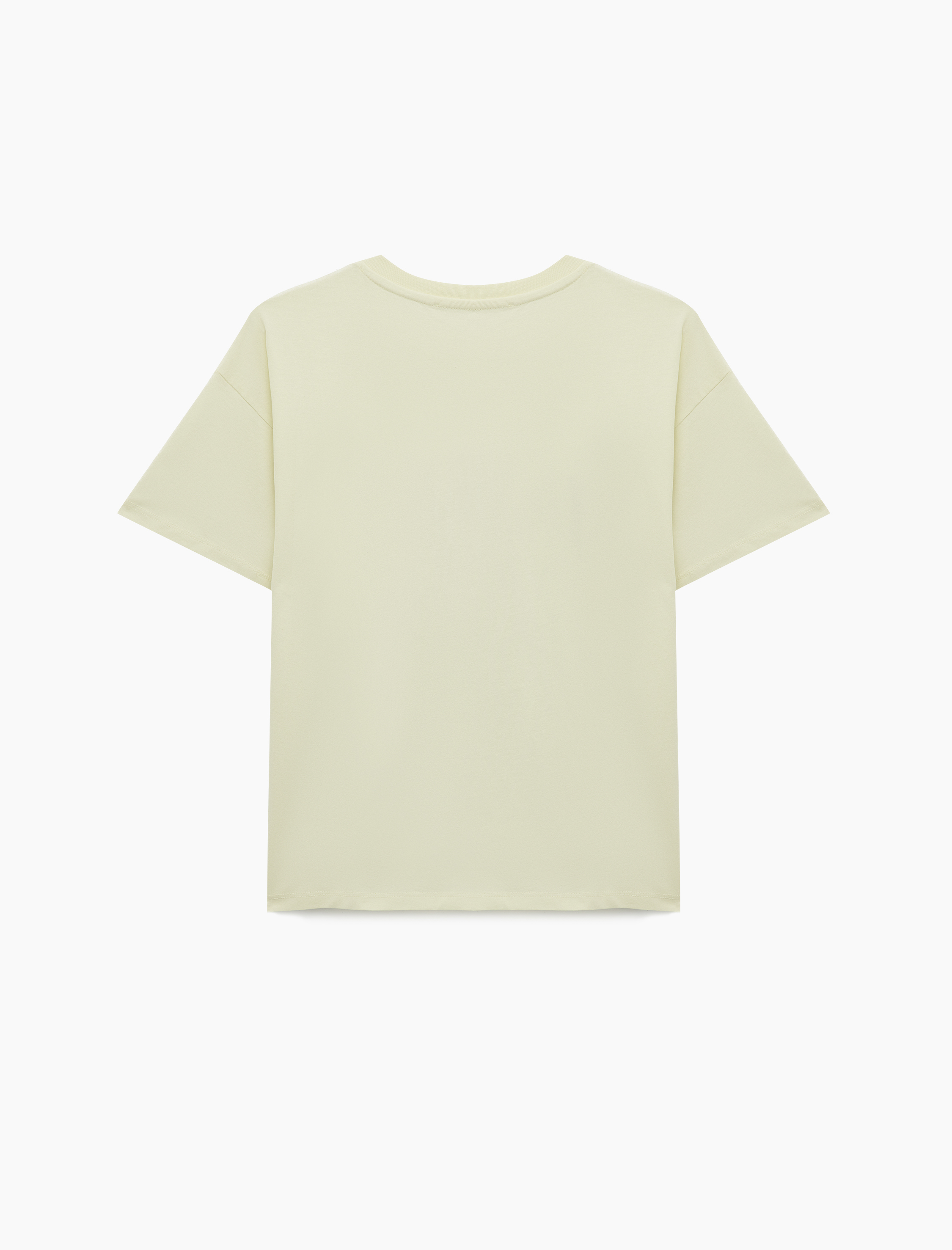   Rahat Kalıp Kısa Kollu Bisiklet Yaka Pamuklu Tişört