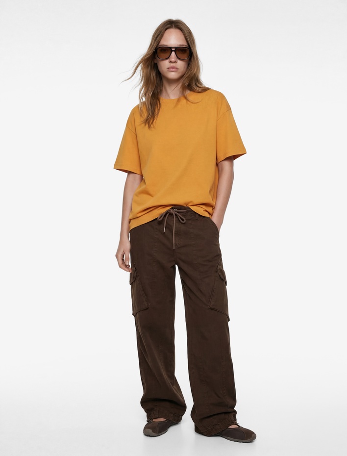  Rahat Kalıp Kısa Kollu Bisiklet Yaka Pamuklu Basic Tişört