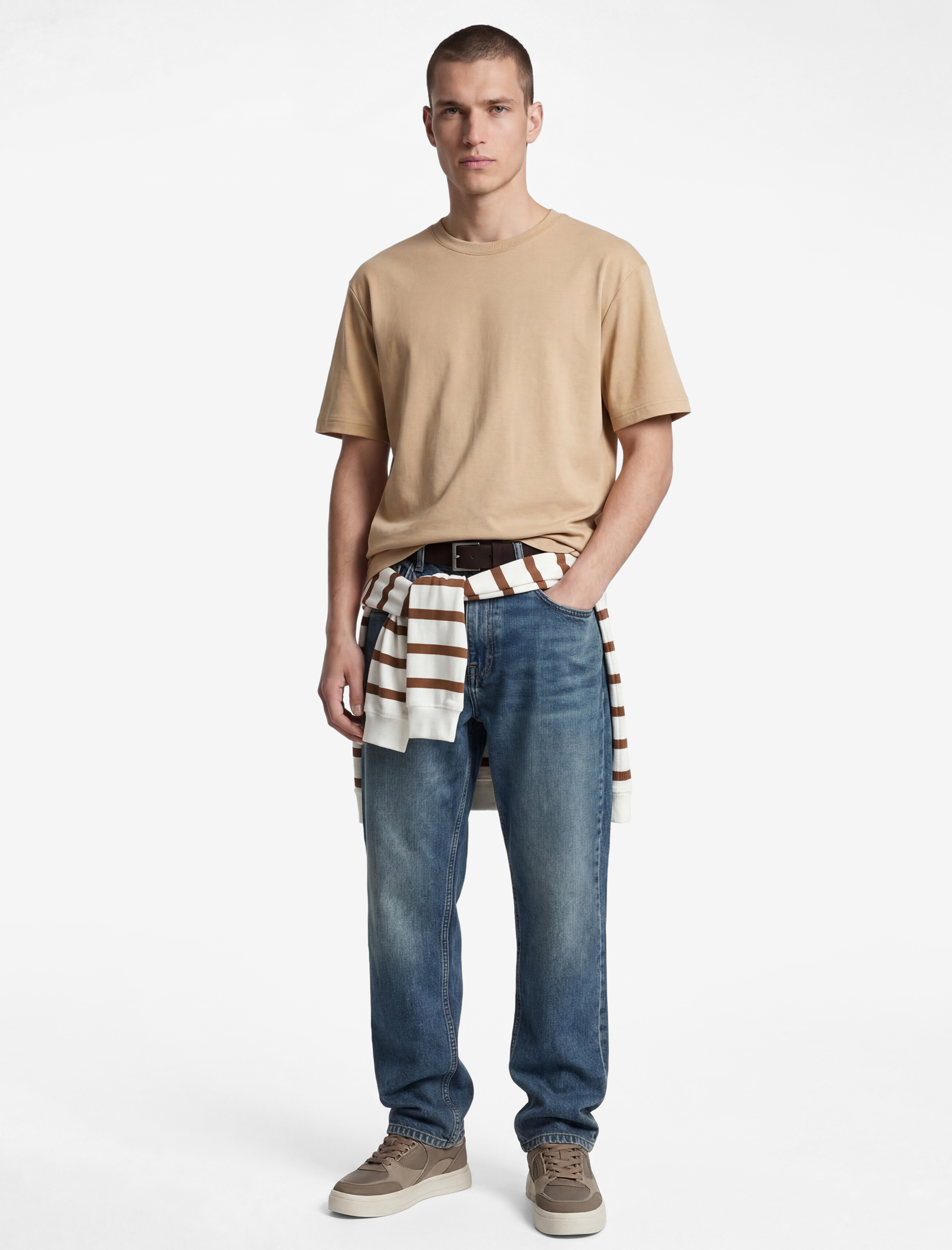   Regular Fit Kısa Kollu Pamuklu Bisiklet Yaka Tişört