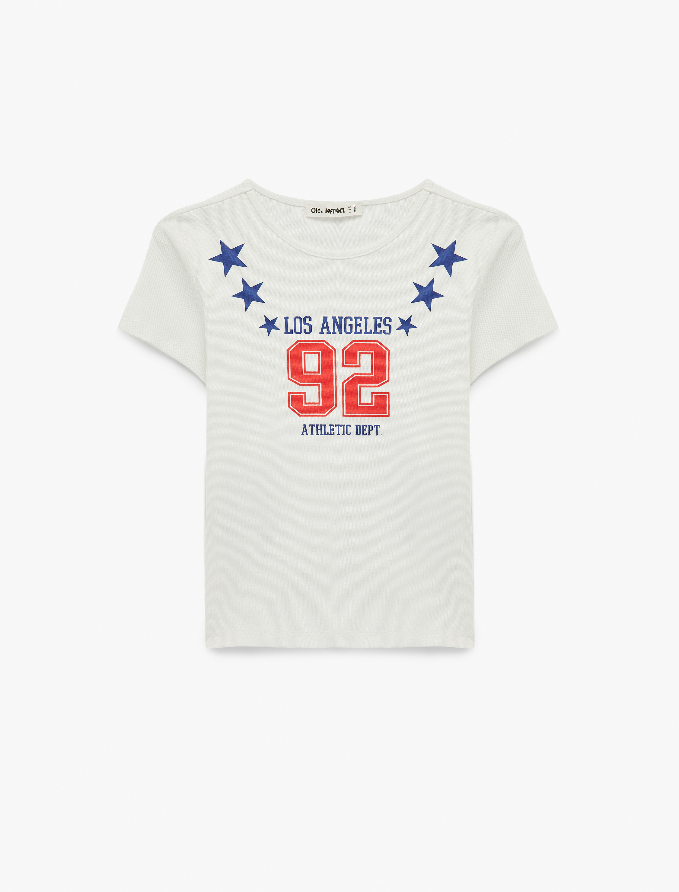   Pamuklu Baskılı Kısa Kollu Bisiklet Yaka Tişört