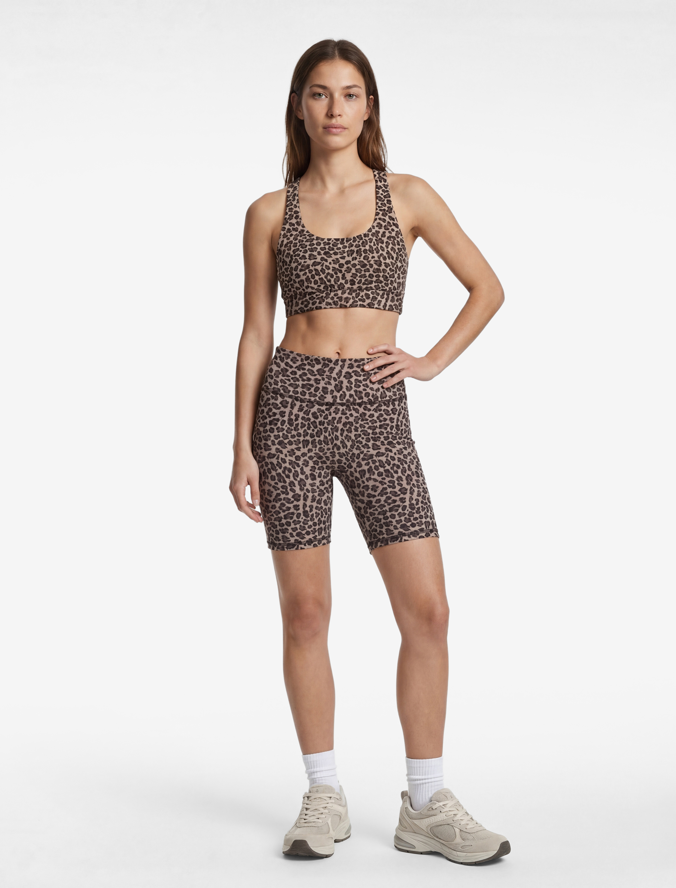   Slim Fit Kolsuz U Yaka Leopar Baskılı Sporcu Sütyeni