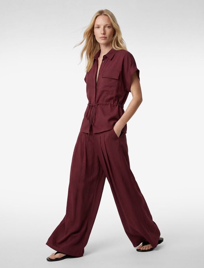  Modal Kumaş Pile Detaylı Geniş Paça Etek Pantolon