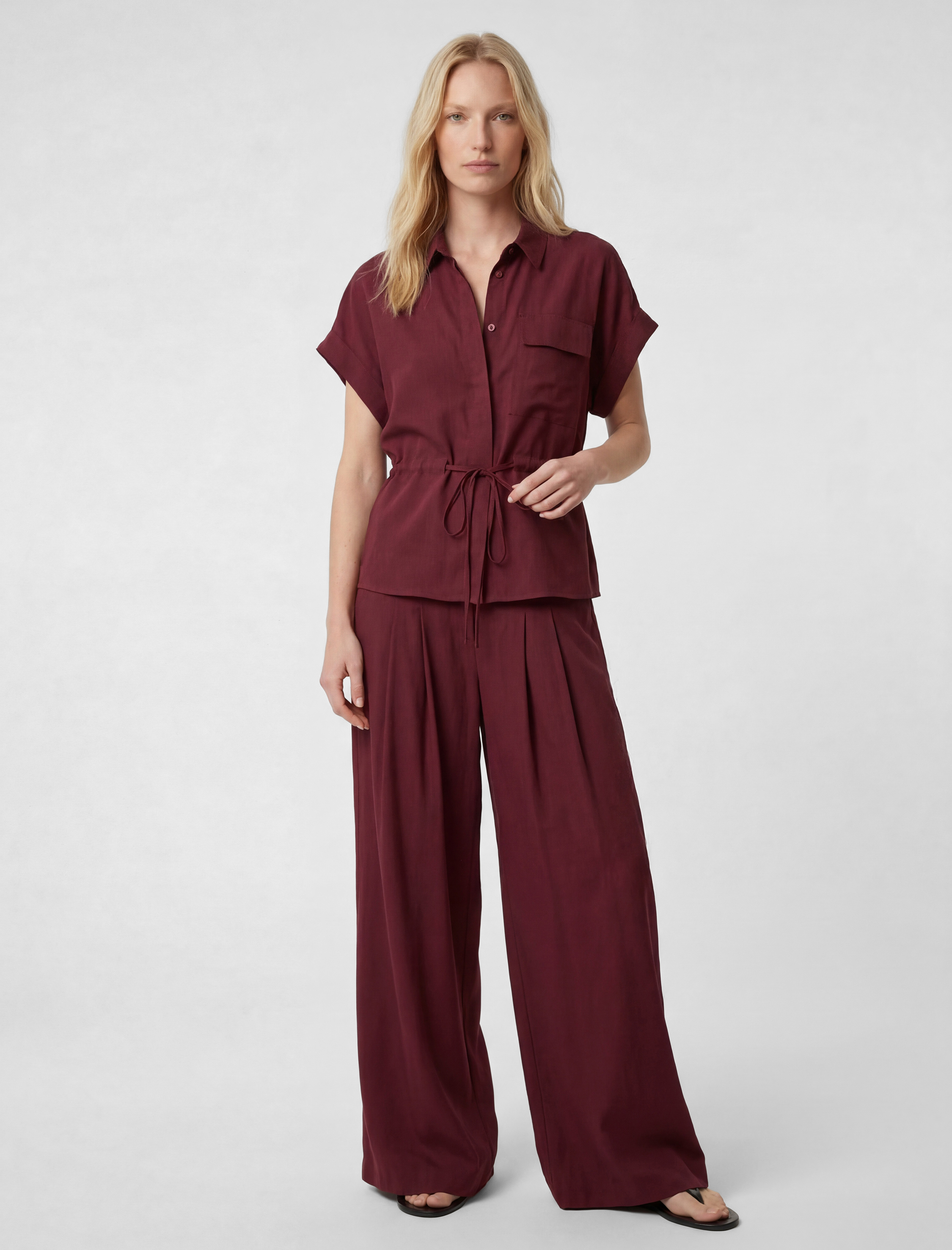   Modal Kumaş Pile Detaylı Geniş Paça Etek Pantolon