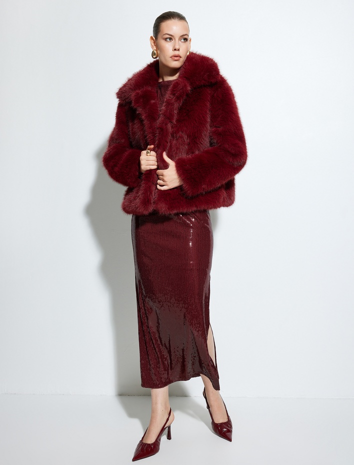  Uzun Kollu Peluş Mont