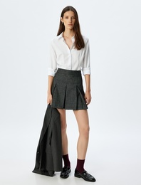 Yüksek Bel Mini Pileli Etek