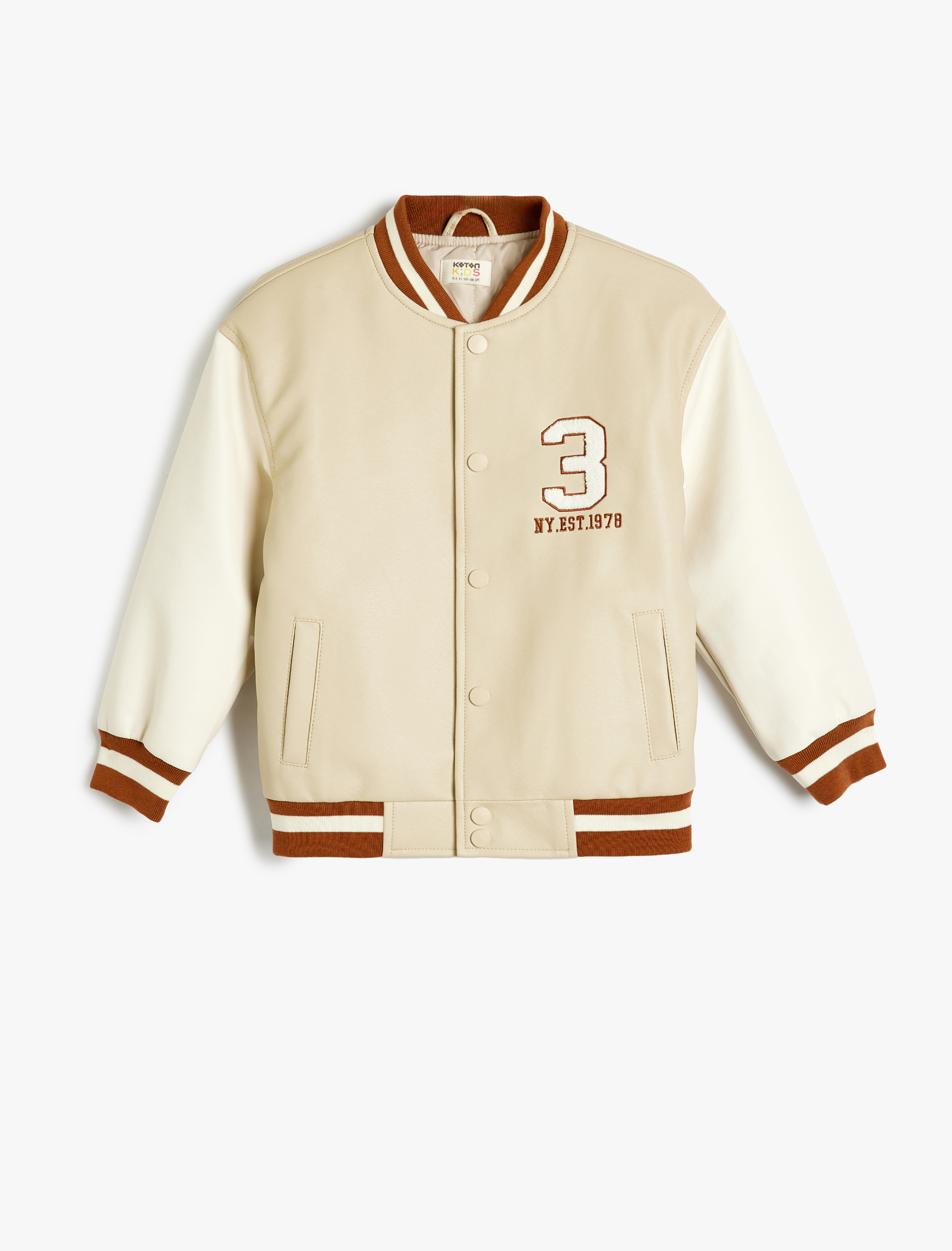  Erkek Çocuk Kolej Ceket Yuvarlak Yaka Çıtçıt Düğmeli Cepli