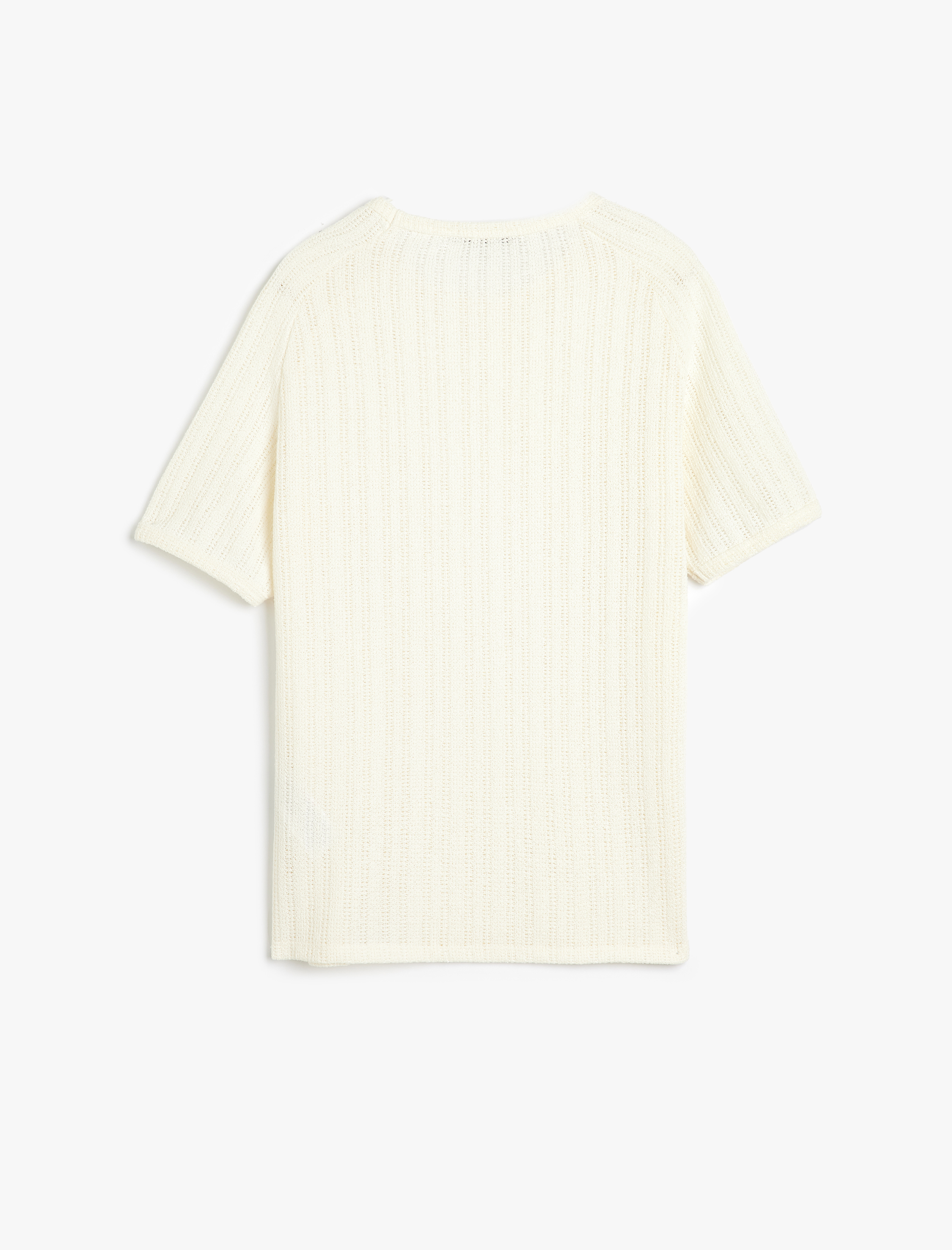   Kısa Kollu Pamuk Karışımlı Regular Fit Ajurlu Bisiklet Yaka Tişört