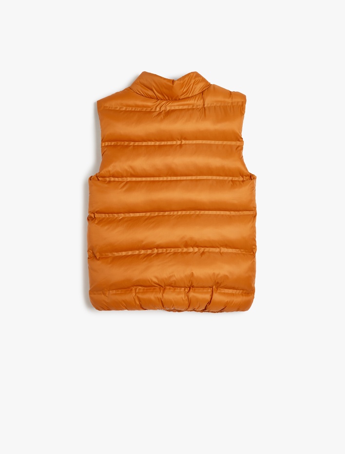 Erkek Çocuk Şişme Yelek Dik Yaka Fermuarlı Cepli