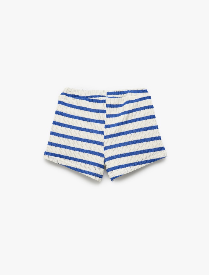 Kız Çocuk Ajurlu Şort Beli Lastikli Pamuk Karışımlı