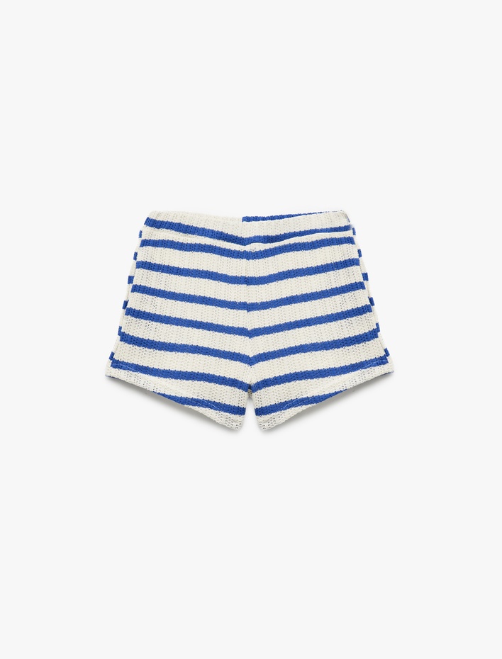 Kız Çocuk Ajurlu Şort Beli Lastikli Pamuk Karışımlı