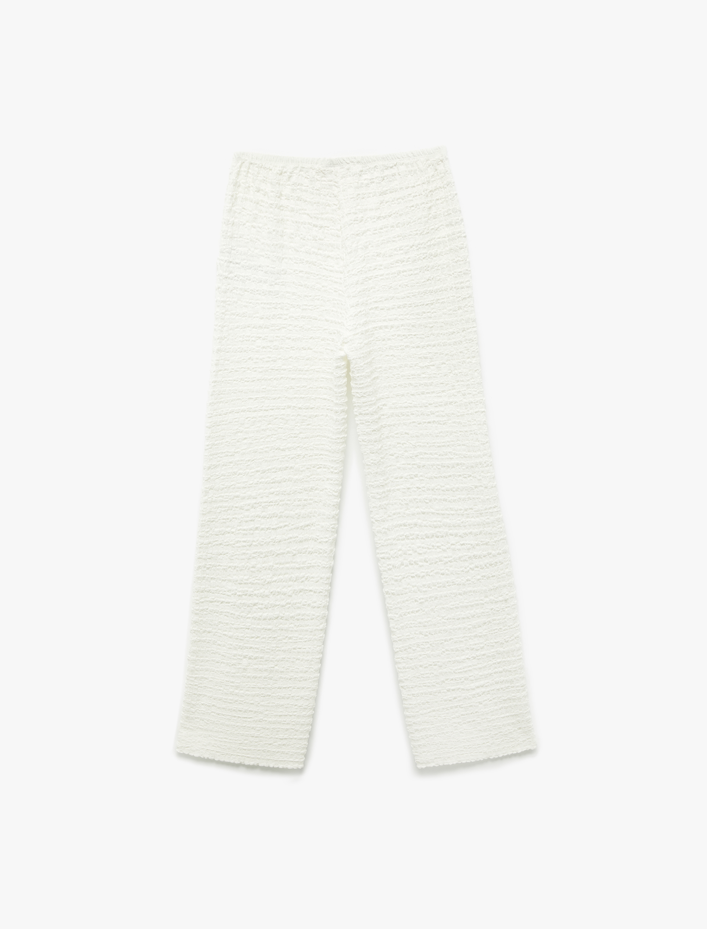   Rahat Kalıp Dokulu Bol Paça Pantolon