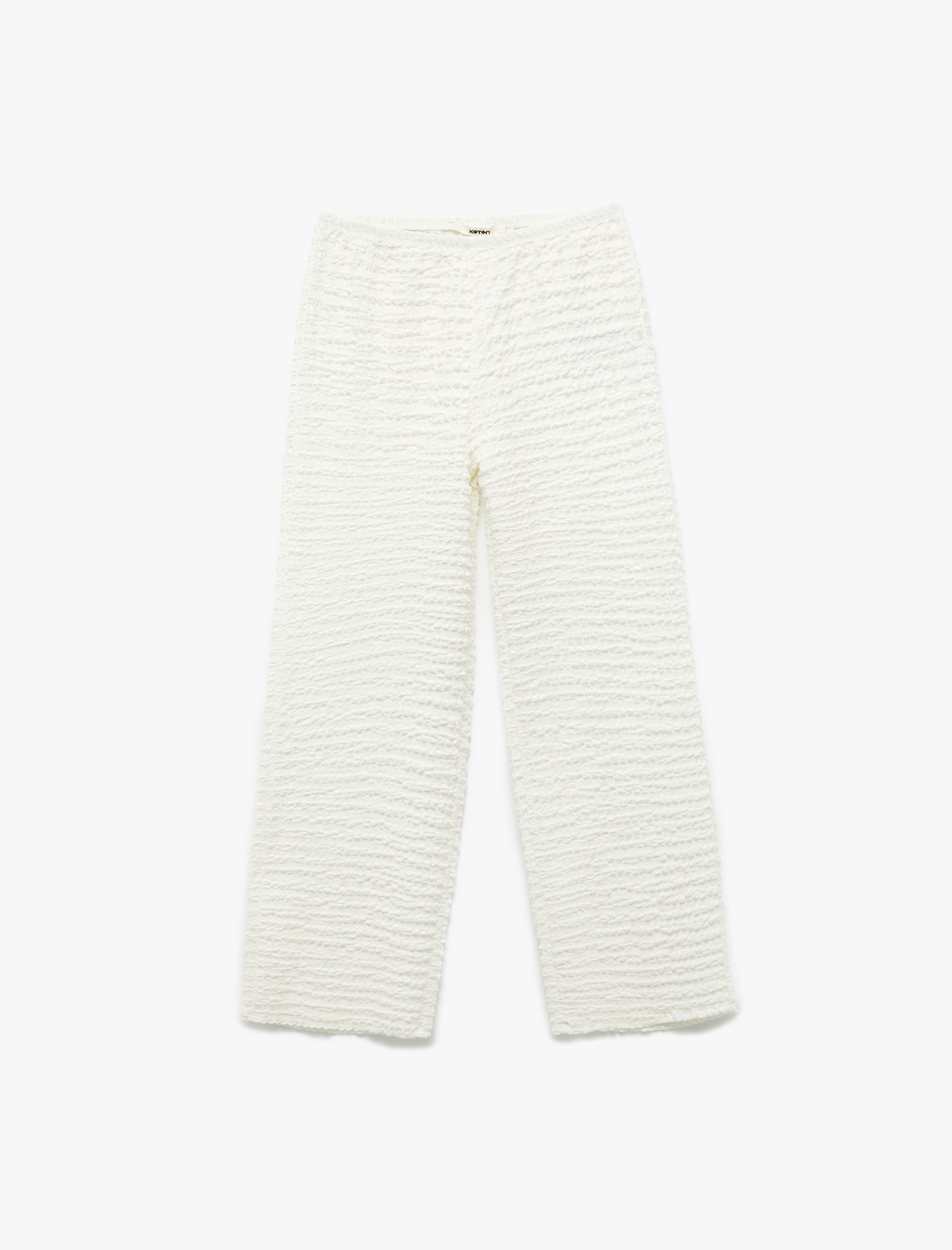   Rahat Kalıp Dokulu Bol Paça Pantolon