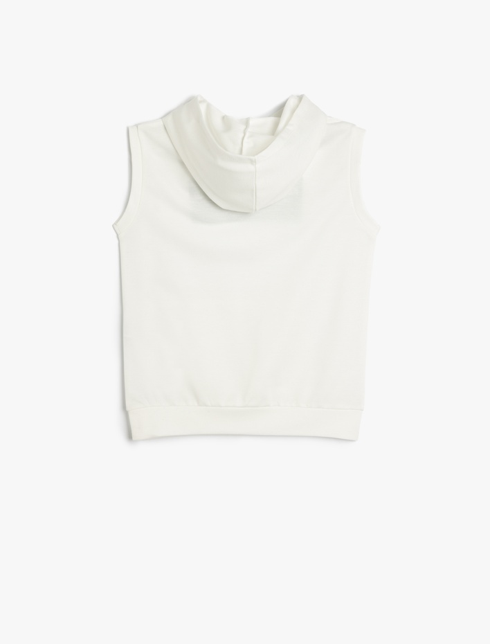 Erkek Çocuk Oversize Kapşonlu Sweatshirt Kolsuz Slogan Baskılı Kanguru Cepli