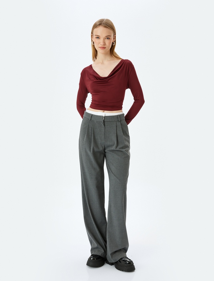  Uzun Kollu Degaje Yaka Slim Fit Tişört