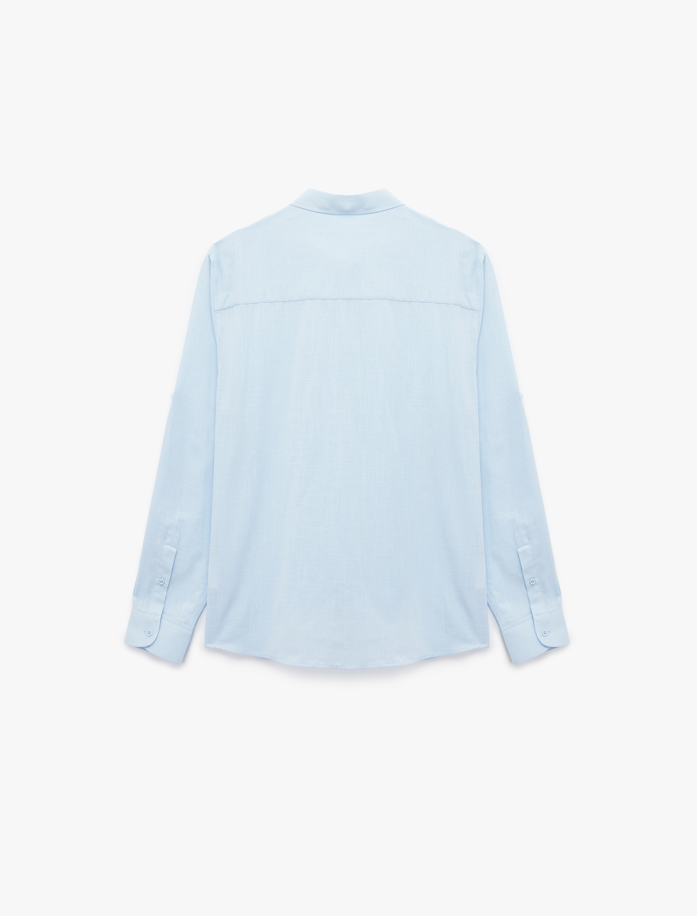   Uzun Kollu Pamuklu Regular Fit Kol Detaylı Klasik Gömlek