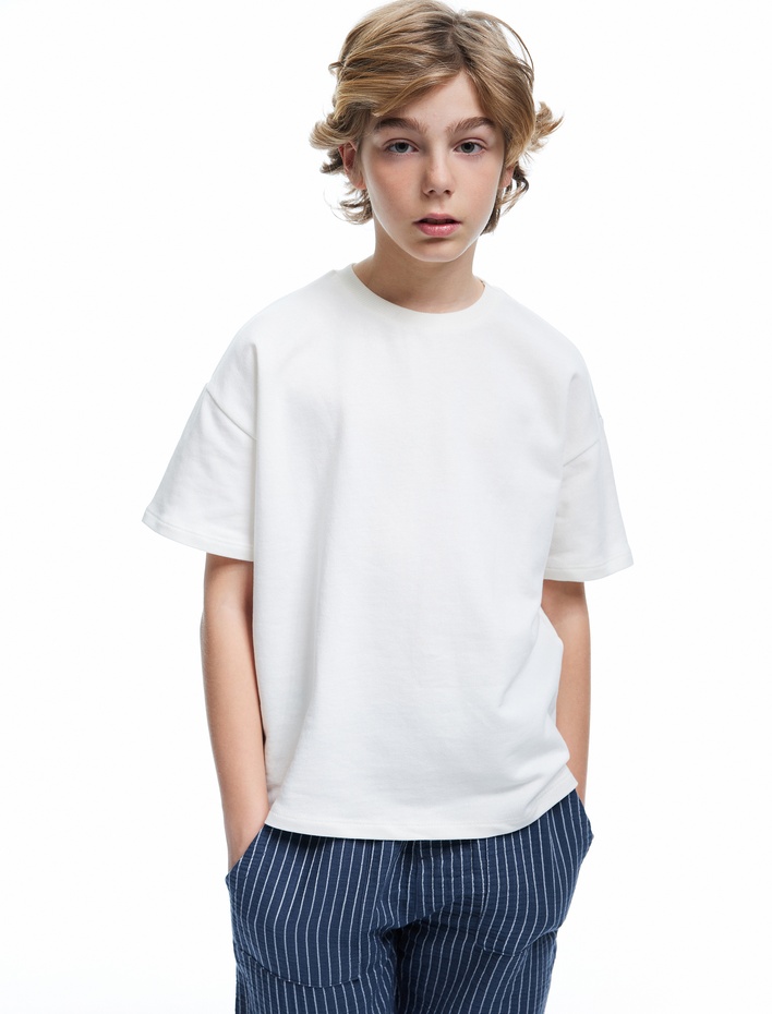 Erkek Çocuk Kısa Kollu Bisiklet Yaka Pamuklu Basic Tişört