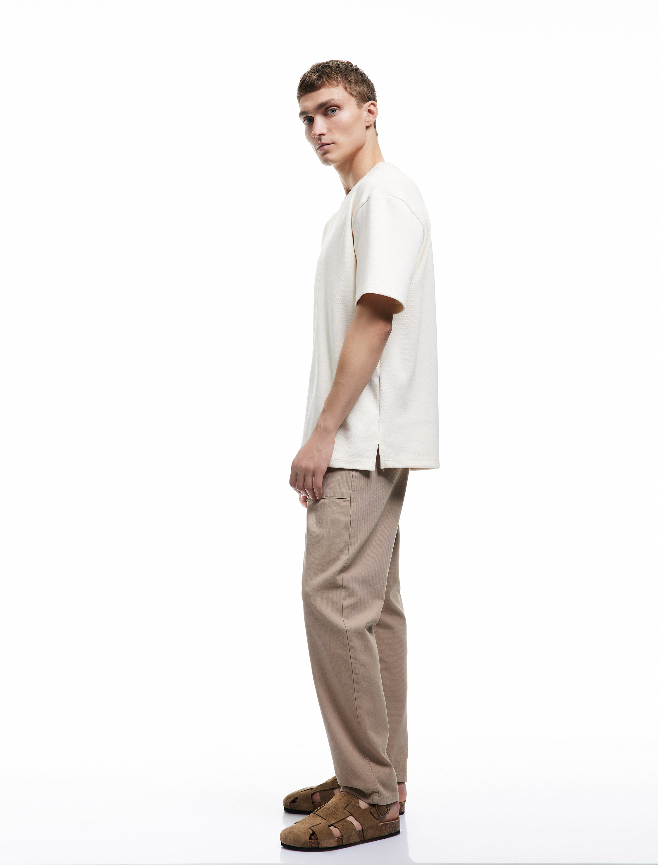   Beli Bağcıklı Cep Detaylı Pamuklu Chino Pantolon