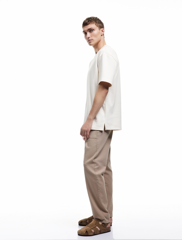  Beli Bağcıklı Cep Detaylı Pamuklu Chino Pantolon