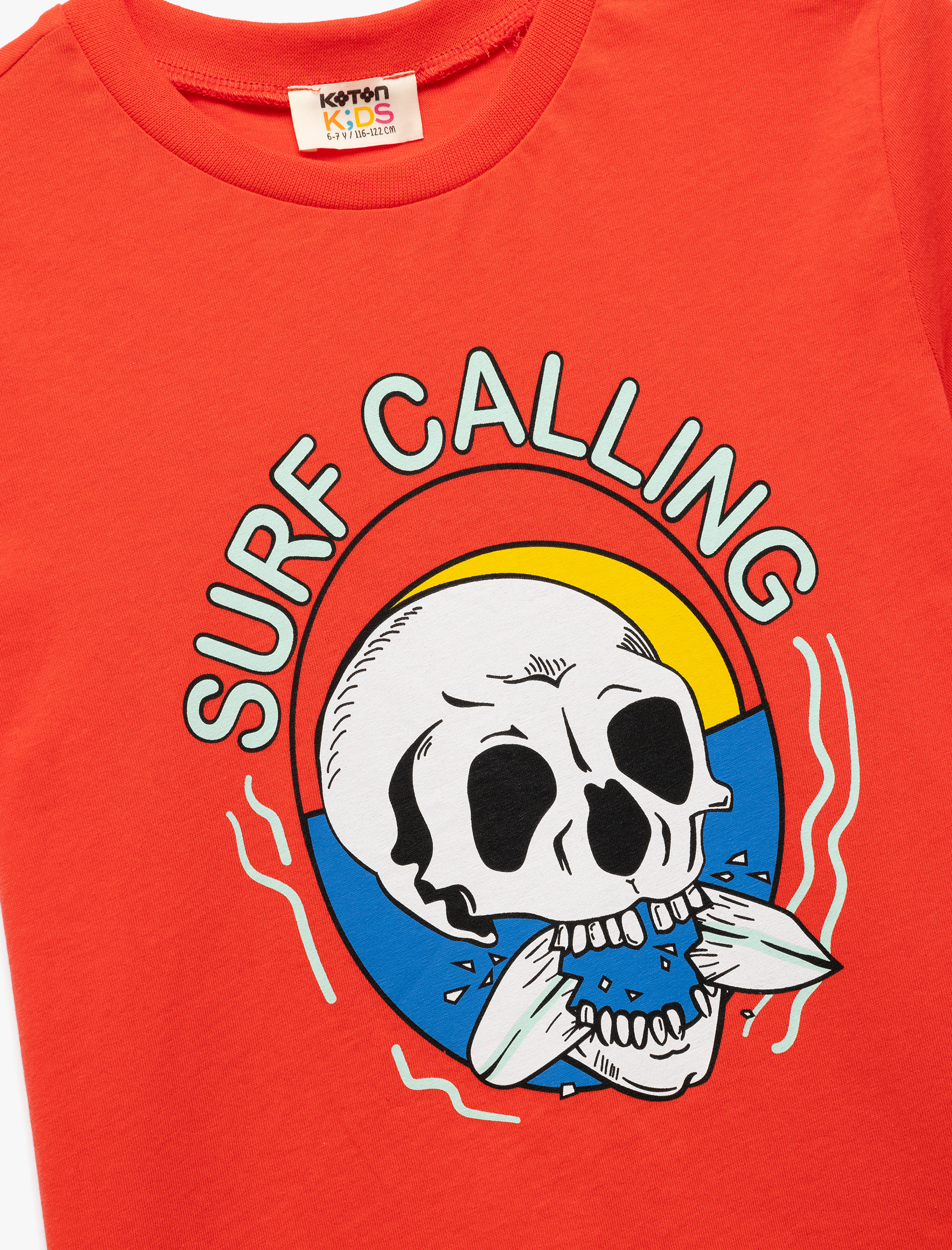  Erkek Çocuk Kısa Kollu Tişört Baskı Detaylı Bisiklet Yaka Pamuklu