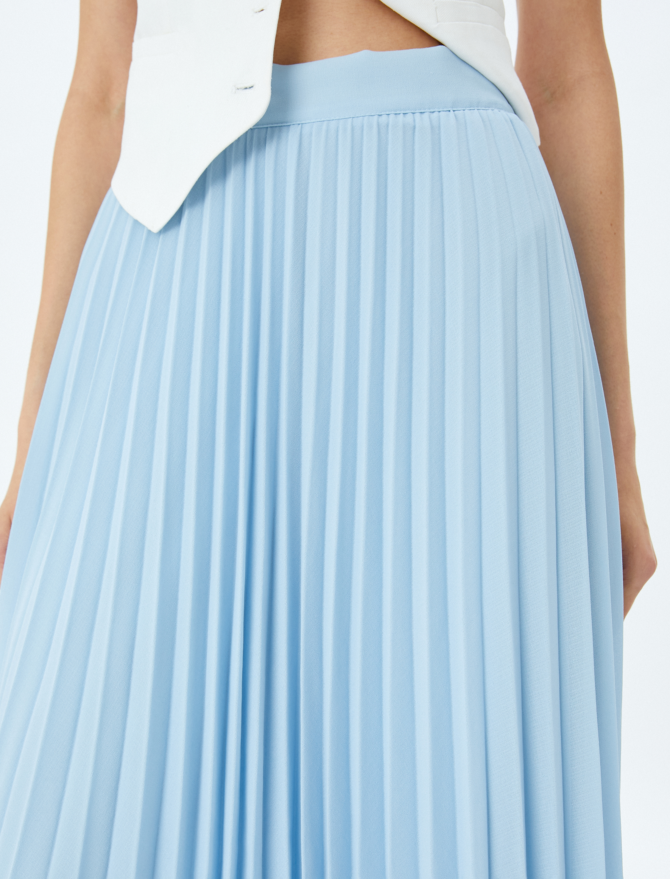   Astarlı Standart Bel Midi Boy Pileli Etek