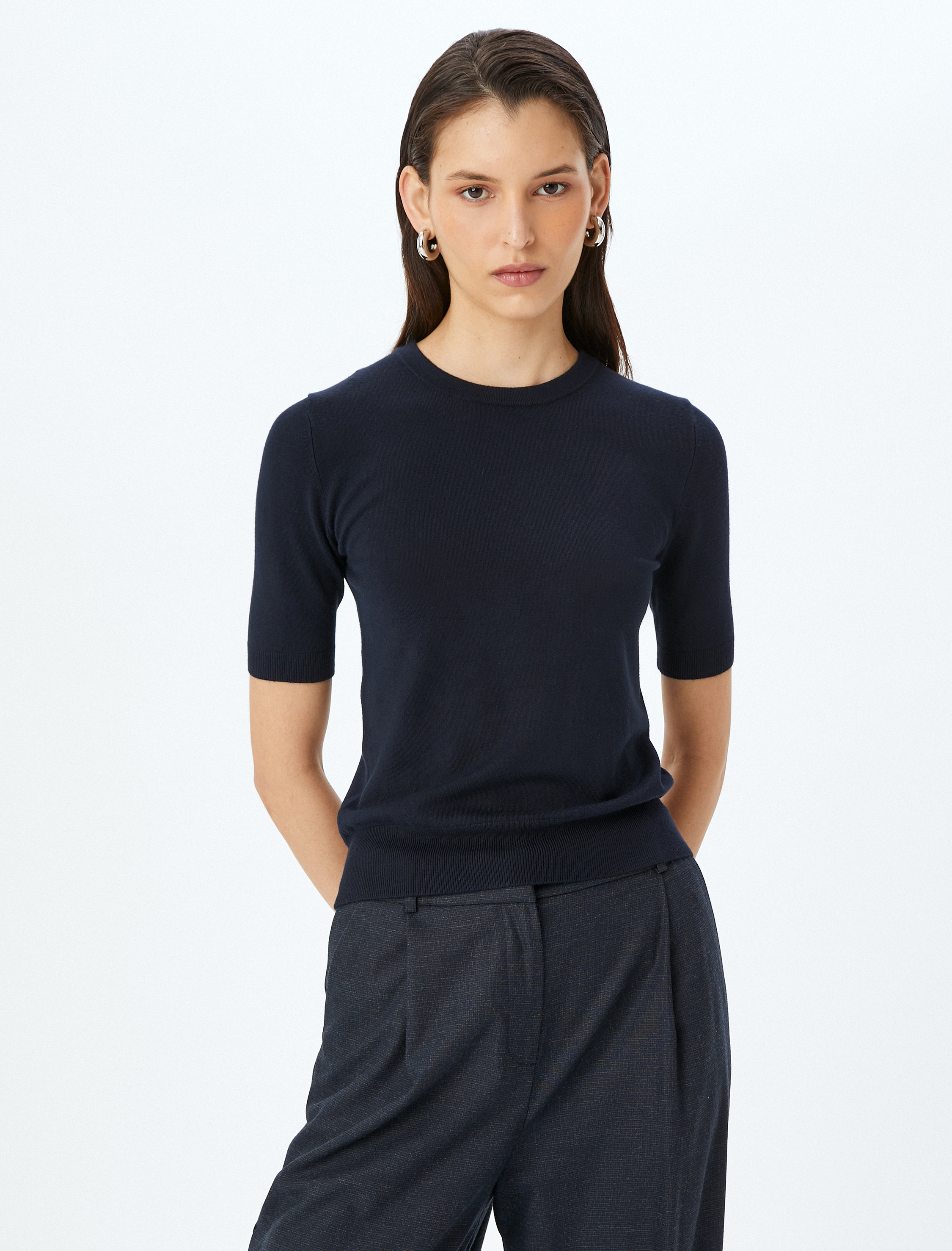   Bisiklet Yaka Kısa Kollu Basic Triko Kazak