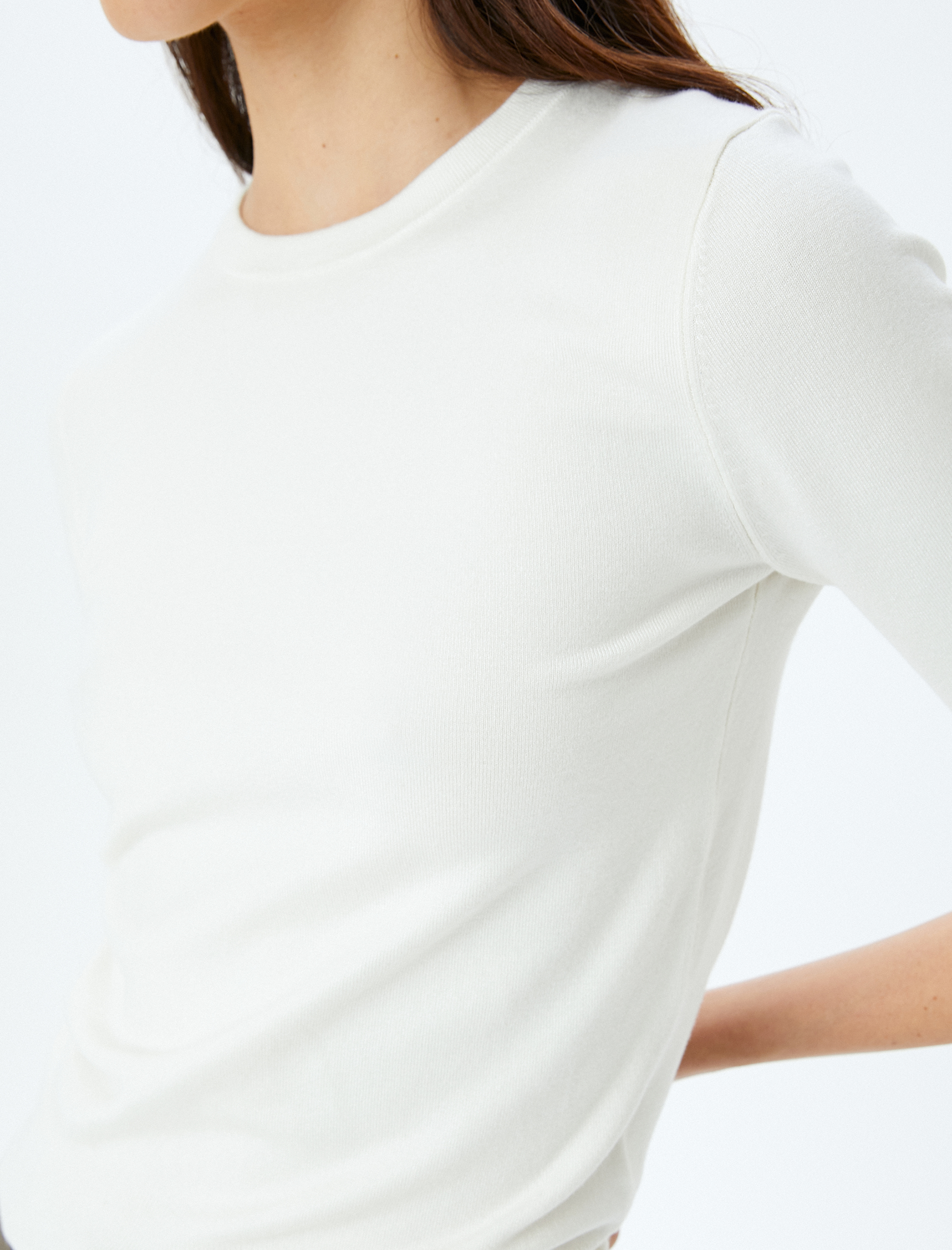   Bisiklet Yaka Kısa Kollu Basic Triko Kazak